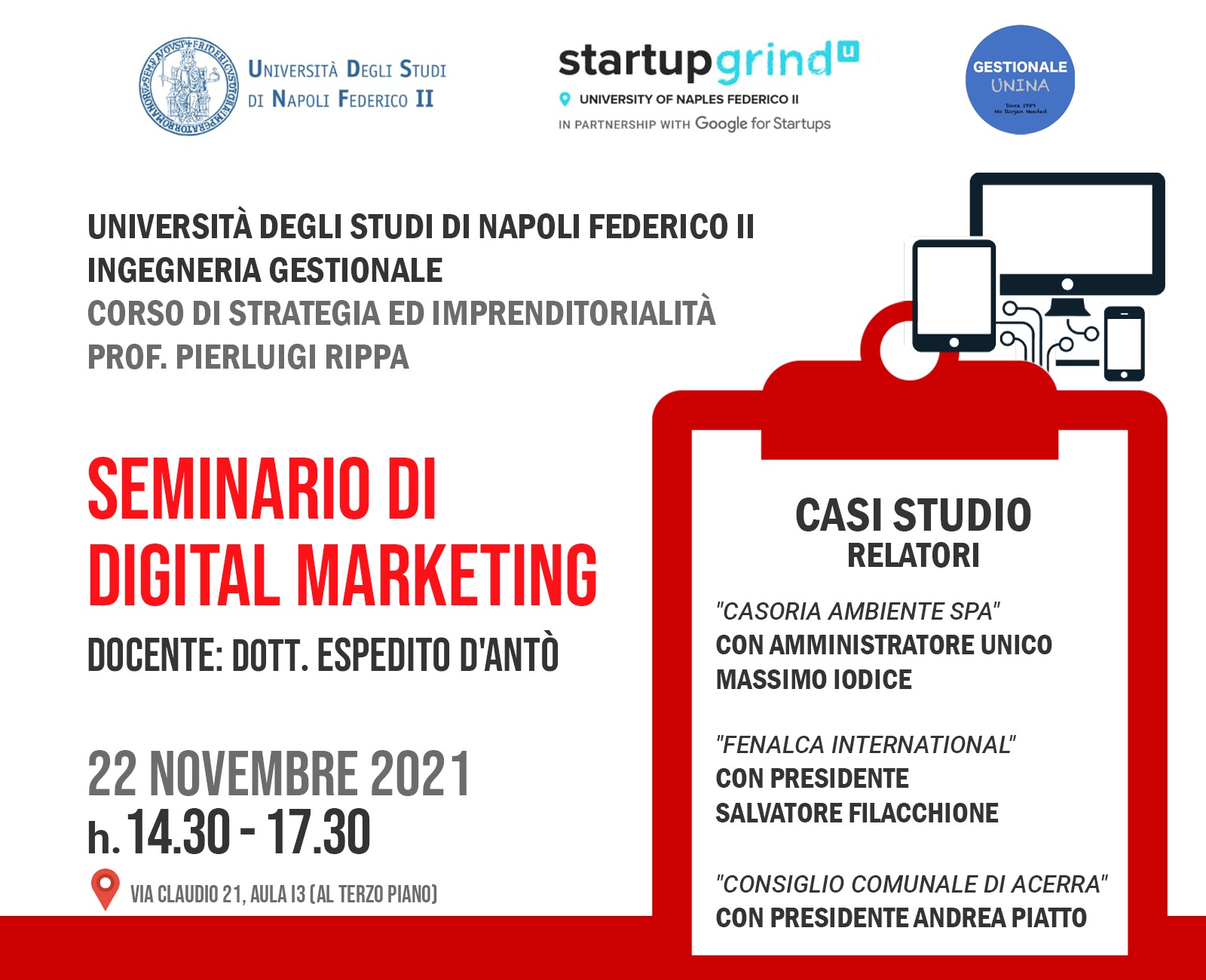 seminario di digital marketing espedito danto federico 2 di napoli ingegneria gestionale